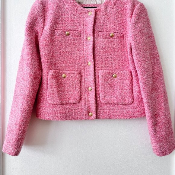 J. Crew Collection Cropped Lady Jacket in Italian Wool-blend Bouclé Pink - Picture 7 of 9